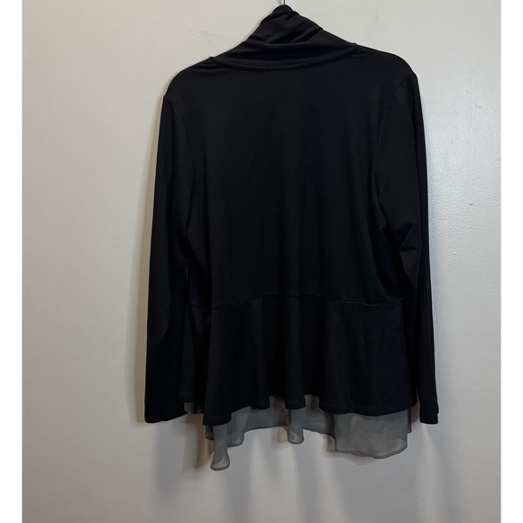 Logo Lounge Cardigan Open Front Women SZ 1X Black With Gray Bottom Ruffle - Picture 7 of 10